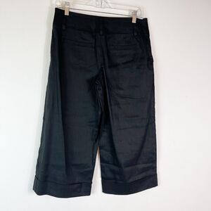 White House Black Market Women's Linen Blend Wide Leg Cuffed Cropped Pant 6